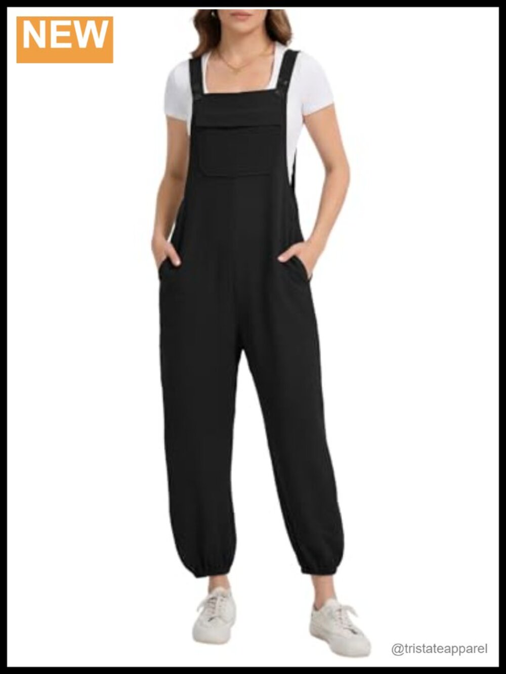 Women's Casual Sleeveless Bib Overalls Adjustable Straps Loose Fit Jumpsuit